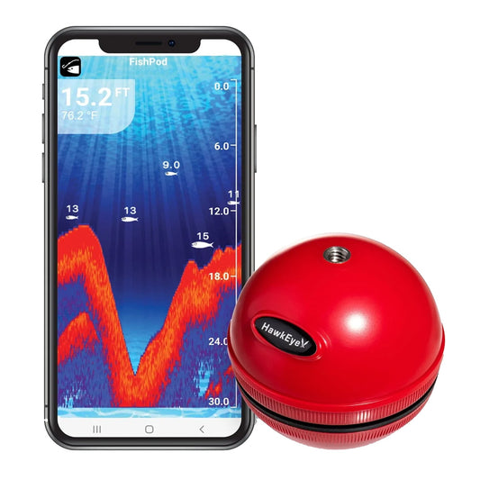 HawkEye FishPod 5X Bluetooth Fishfinder – Portable Smartphone-Connected Sonar for Freshwater and Saltwater Fishing