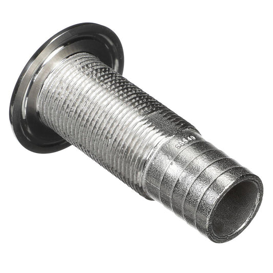 Attwood Marine Stainless Steel Thru-Hull Fitting - 1-1/8" Inner Diameter, Standard Straight Barbed