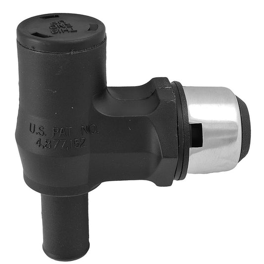 Attwood Marine 90 P-Trap Fuel Tank Vent with Stainless Steel Trim Cover – Black, Part #66419-3
