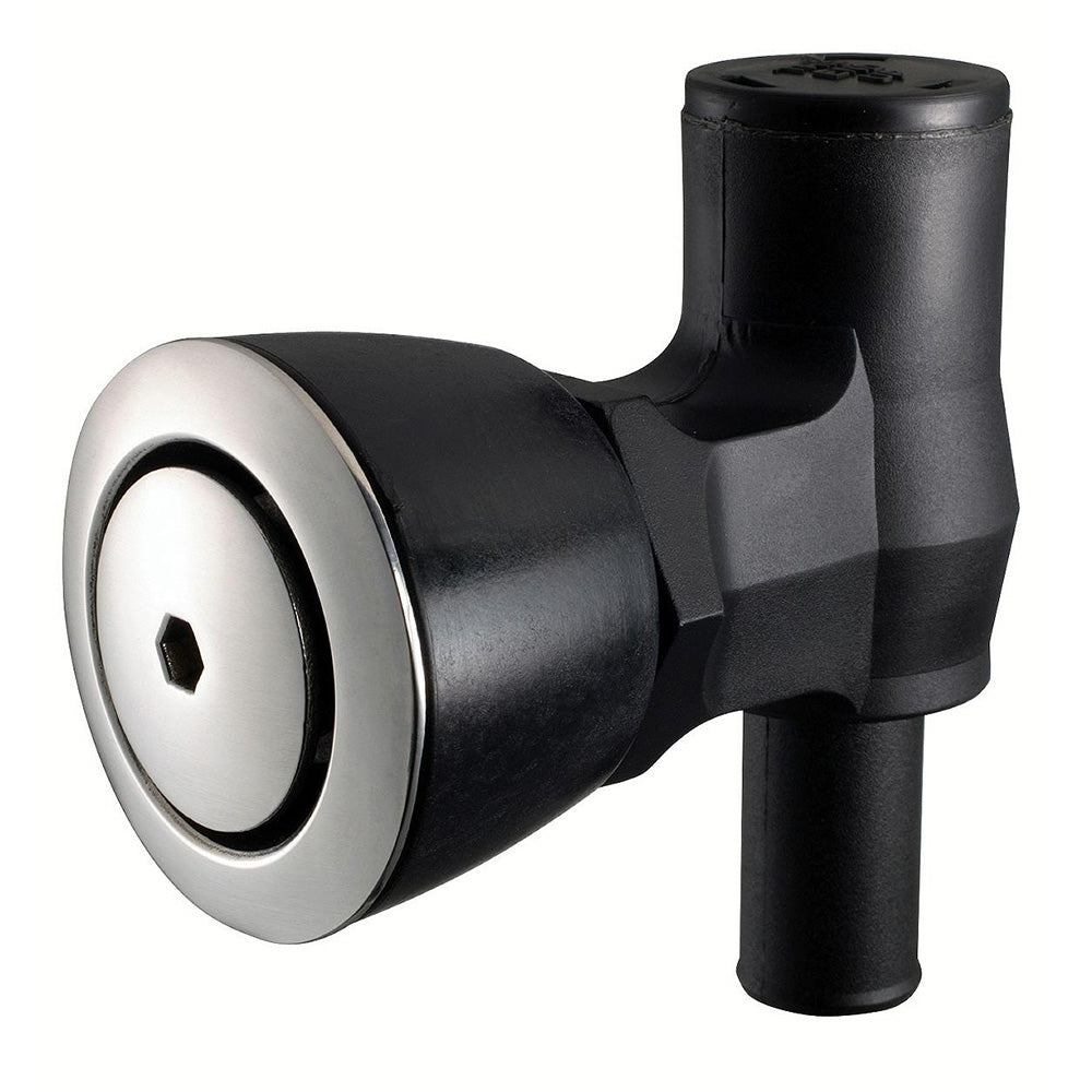 Attwood Marine 1674-6 90° P-Trap Fuel Tank Vent with Stainless Steel Vent Head — Flush Mount, Black