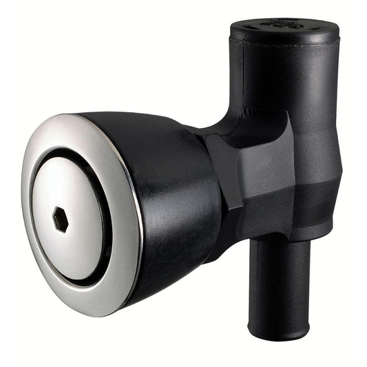 Attwood Marine 1674-6 90° P-Trap Fuel Tank Vent with Stainless Steel Vent Head — Flush Mount, Black