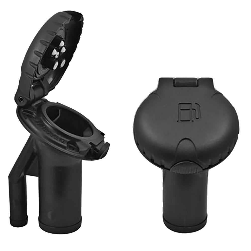 Attwood Marine Deck Fill for Pressure Relief Systems - Angled Body with Scalloped Black Plastic Cap