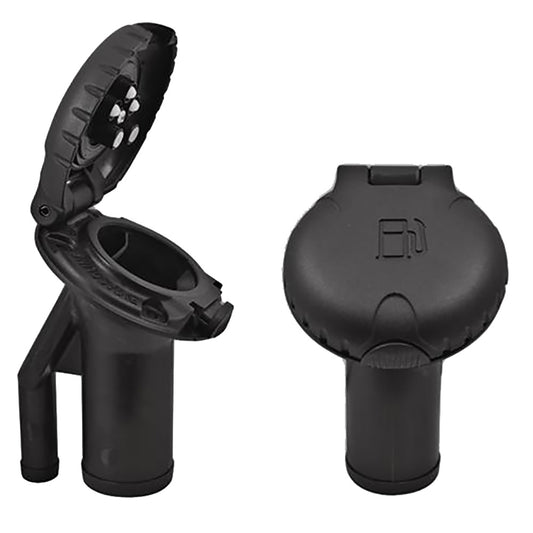 Attwood Marine Deck Fill for Pressure Relief Systems - Angled Body with Scalloped Black Plastic Cap