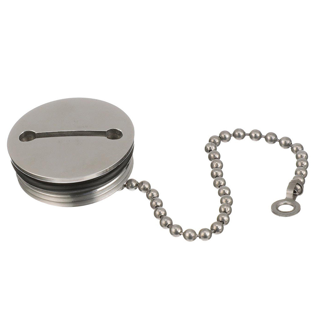 Attwood Marine Deck Fill Replacement Cap & Chain - Fits 1-1/2 Inch I.D. Hoses, Watertight Seal