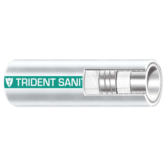 Trident Marine 1-1/2 inch x 50 ft Premium Sanitation Hose with Green Stripe – Odor-Resistant Marine Waste Management Solution