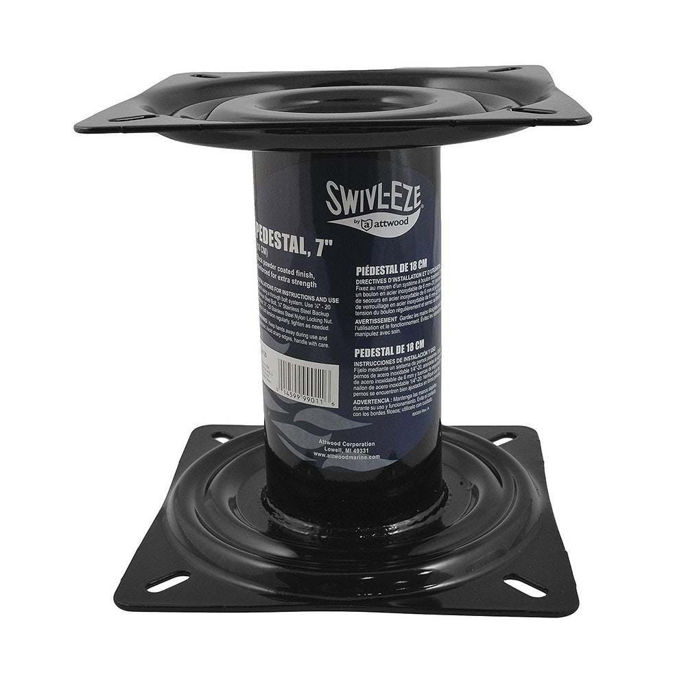 Attwood Marine Swivl-Eze Pedestal 7 inch - Durable Black Powder Coated Mount for Marine Applications