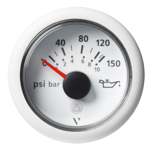 Veratron 52mm ViewLine Engine Oil Pressure Gauge - 150 PSI White Dial and Bezel for Marine and Vehicle Monitoring