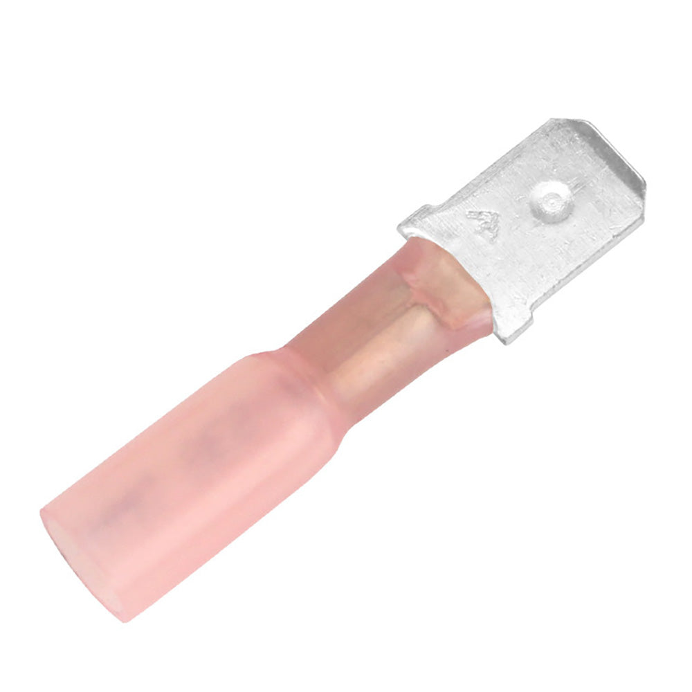 Pacer TDE18-250M-25 22-18 AWG Heat Shrink Male Disconnects, Red, 25 Pack