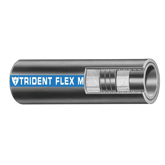 Trident Marine 1-1/4 Inch Flex Wet Exhaust Water Hose - High Temp EDPM Rubber, Black, Sold by the Foot