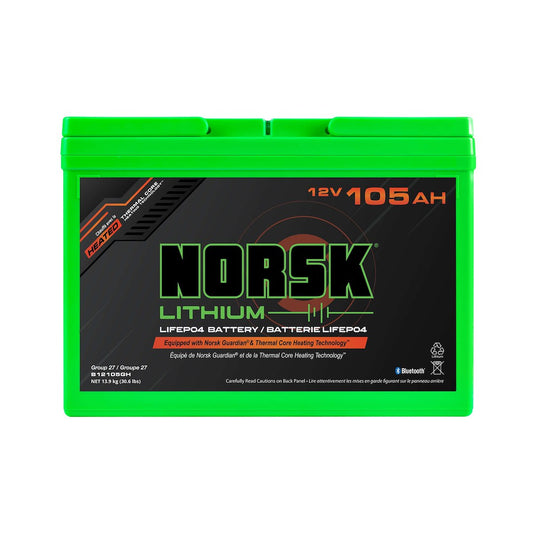 NORSK INC B12105GH 12.8V 105Ah LiFePO4 Trolling Motor and House Battery