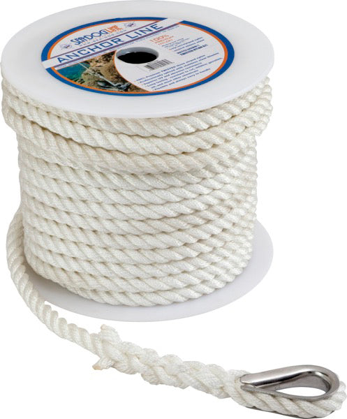 Sea Dog 1110150WH1 Twisted Nylon Anchor Line, 3/8-Inch