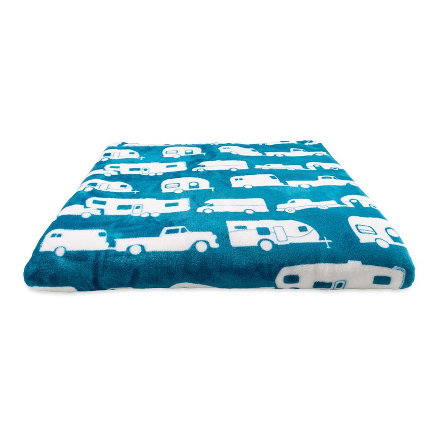 Camco 53440 Blue Queen Fleece Blanket for RV Camping and Travel