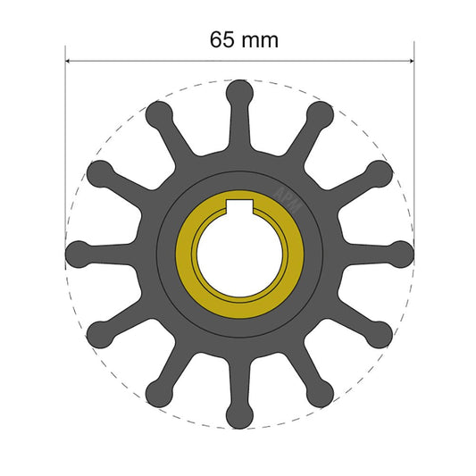 Albin Group Premium Impeller Kit 65 x 15.8 x 41.5mm - 12 Blade - Key Insert - Marine Parts OnlyMarine Plumbing & VentilationAlbin Group