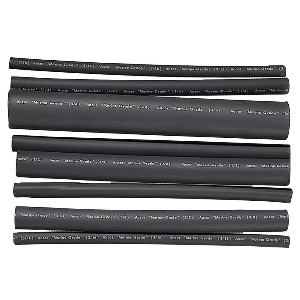 Ancor Adhesive Lined Heat Shrink Tubing - Assorted 8 - Pack, 6", 20 - 2/0 AWG, Black - Marine Parts OnlyElectricalAncor