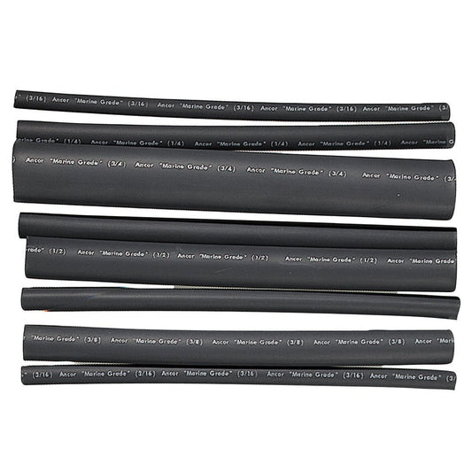 Ancor Adhesive Lined Heat Shrink Tubing - Assorted 8 - Pack, 6", 20 - 2/0 AWG, Black - Marine Parts OnlyElectricalAncor