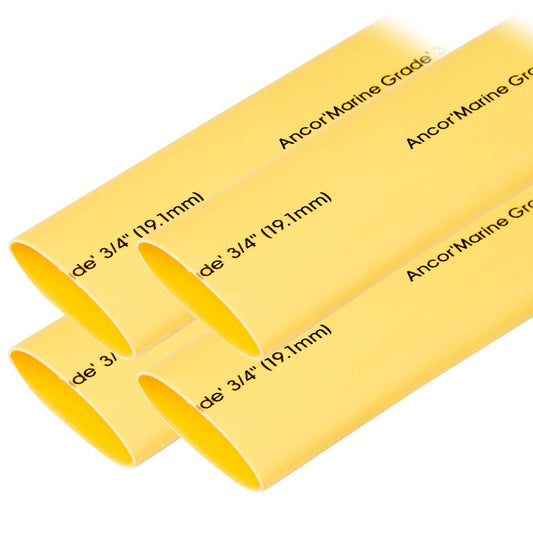 Ancor Heat Shrink Tubing 3/4" x 6" - Yellow - 4 Pieces - Marine Parts OnlyElectricalAncor