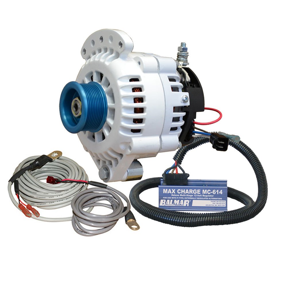 Balmar Alternator 100 AMP Kit 12V 1 - 2" Single Foot Spindle Mount J10 Pulley Regulator &amp; Temp Sensor - Marine Parts OnlyElectricalBalmar