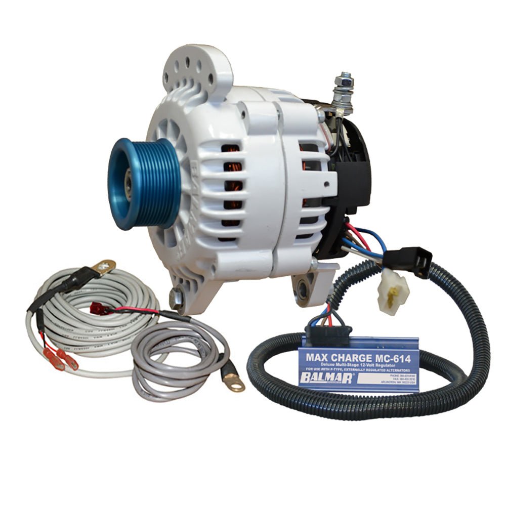 Balmar Alternator 100 AMP Kit 12V 3.15" Dual Foot Saddle J10 Pulley Regulator &amp; Temp Sensor - Marine Parts OnlyElectricalBalmar