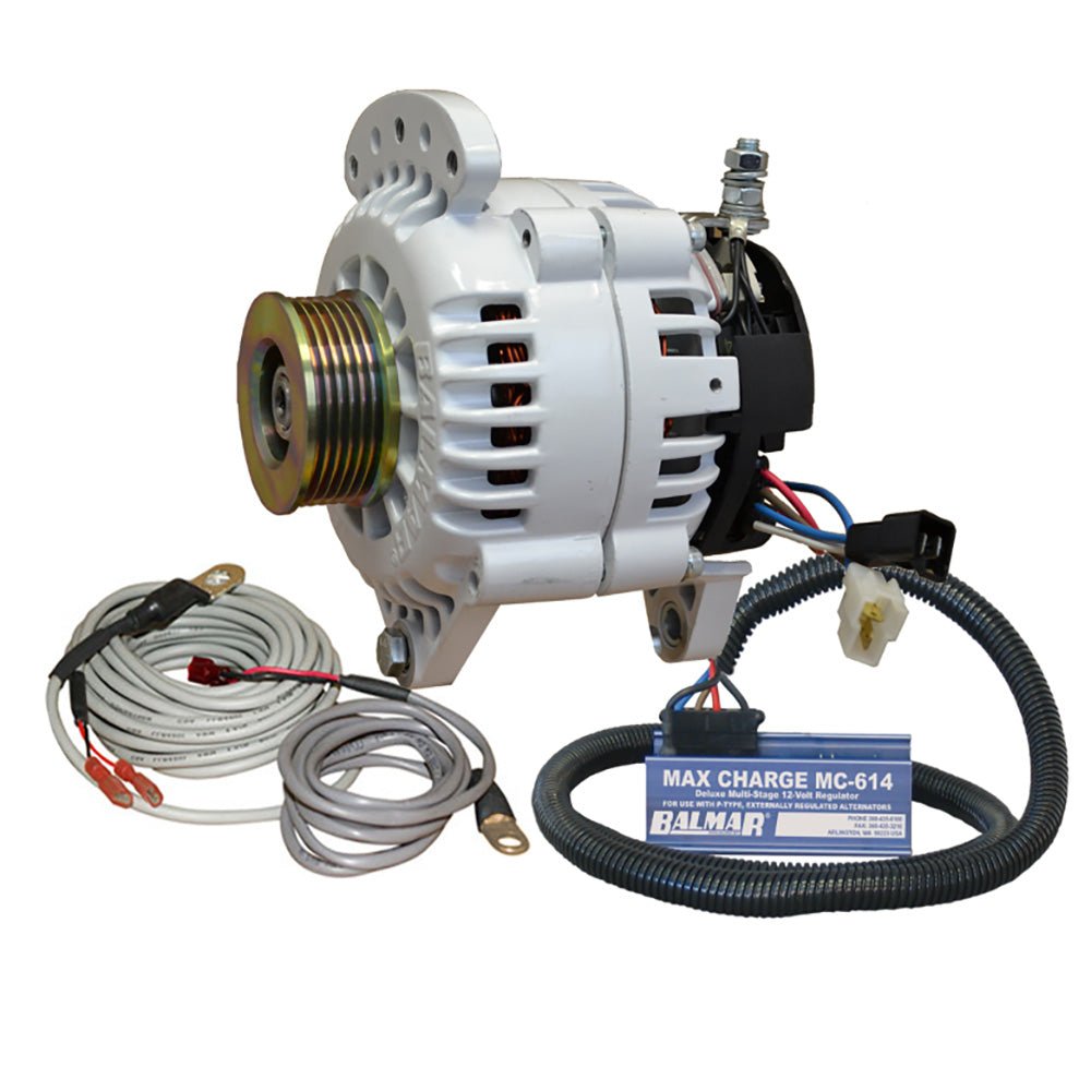 Balmar Alternator 100 AMP Kit 12V 3.15" Dual Foot Saddle K6 Pulley Regulator &amp; Temp Sensor - Marine Parts OnlyElectricalBalmar