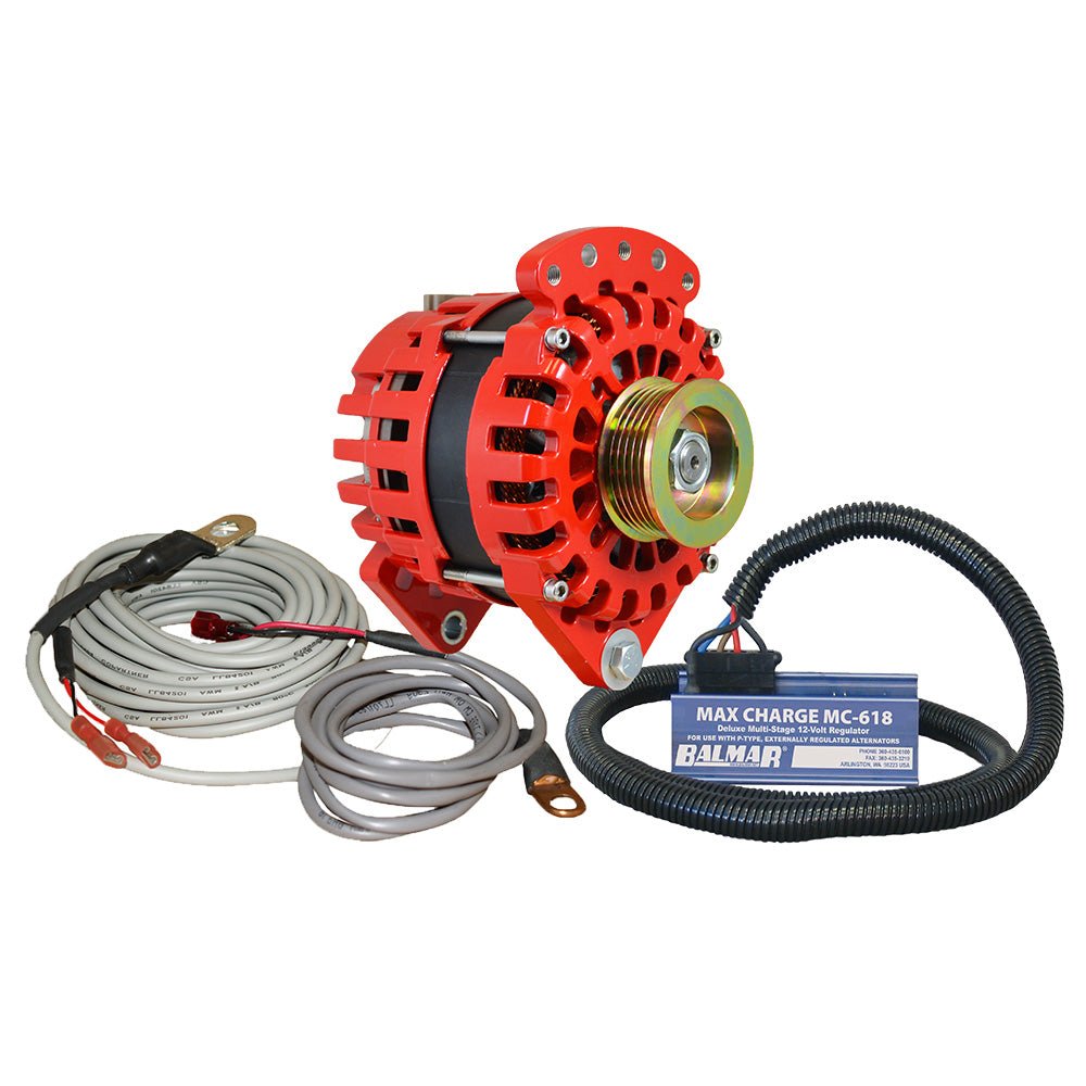 Balmar Alternator 170 AMP Kit 12V 3.15" Dual Foot Saddle K6 Pulley Regulator &amp; Temp Sensor - Marine Parts OnlyElectricalBalmar