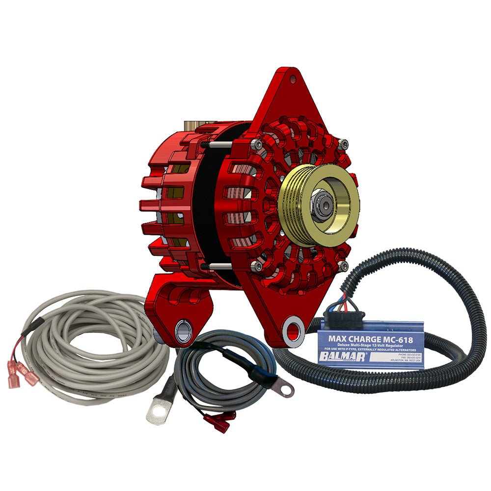 Balmar Alternator 170 AMP Kit 12V 4" Dual Foot Saddle K6 Pulley Regulator &amp; Temp Sensor - Marine Parts OnlyElectricalBalmar