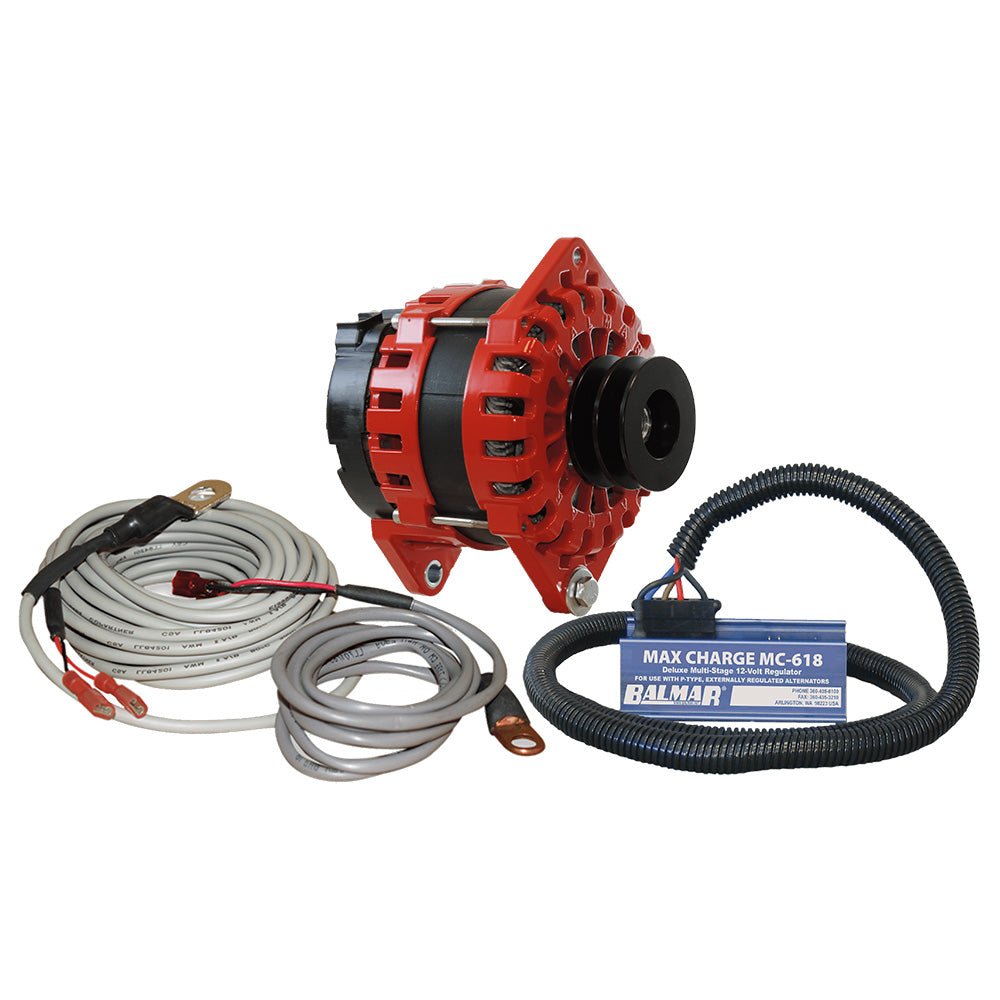 Balmar Alternator 250 AMP Kit 12V 3.15" Dual Foot Saddle Dual Vee Pulley Regulator &amp; Temp Sensor - Marine Parts OnlyElectricalBalmar