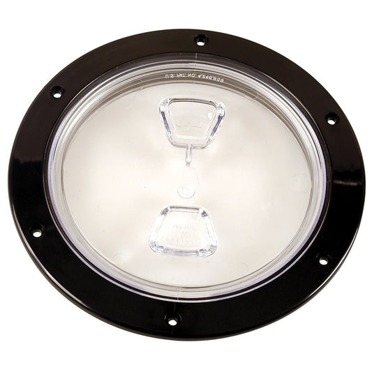Beckson 6" Clear Center Screw - Out Deck Plate - Black - Marine Parts OnlyMarine HardwareBeckson Marine