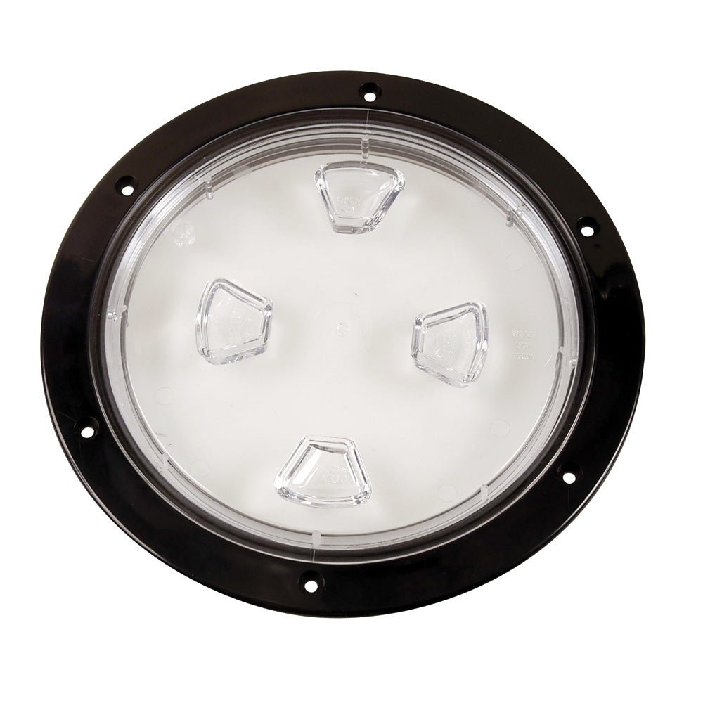 Beckson 8" Clear Center Screw - Out Deck Plate - Black - Marine Parts OnlyMarine HardwareBeckson Marine