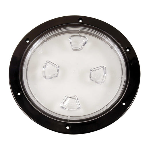 Beckson 8" Clear Center Screw - Out Deck Plate - Black - Marine Parts OnlyMarine HardwareBeckson Marine