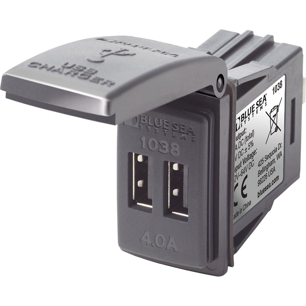 Blue Sea 1038 48V Dual USB Charger Contura Switch Mount - Marine Parts OnlyElectricalBlue Sea Systems