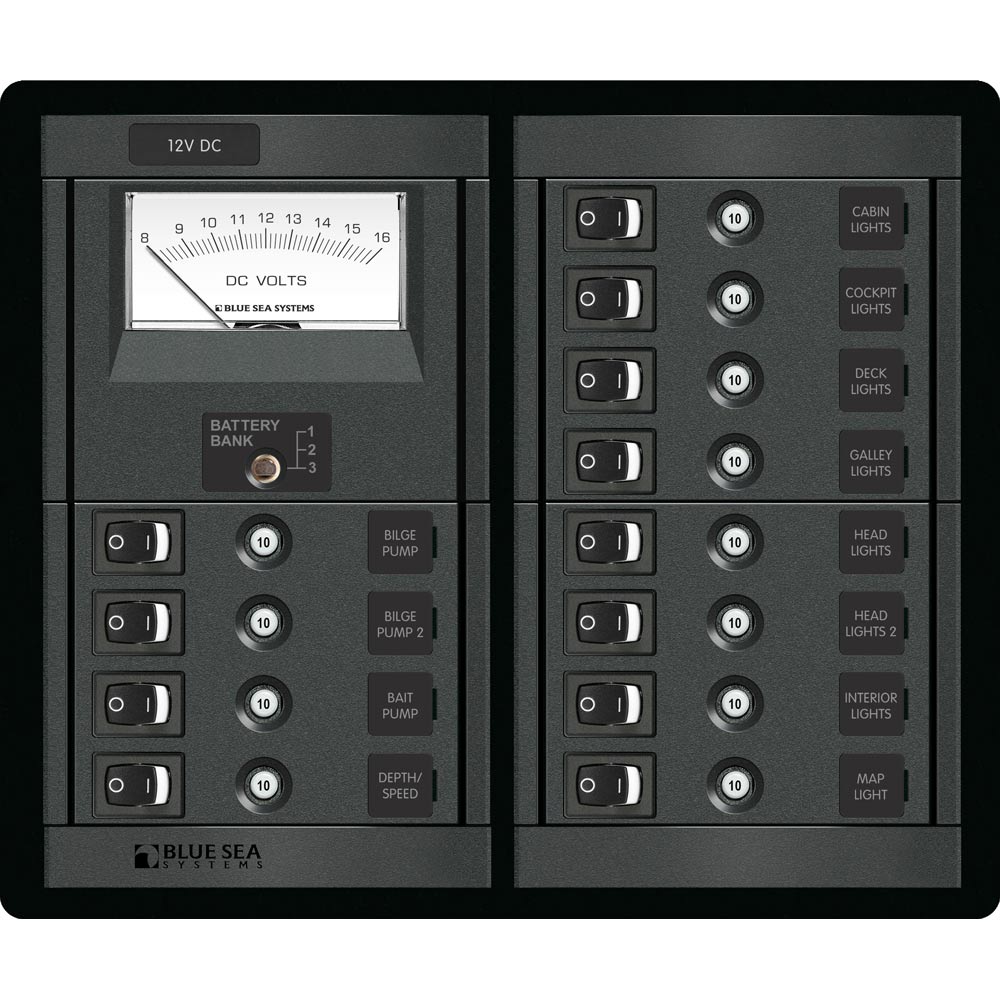 Blue Sea 1464 12 Position Switch CLB + Meter Square - Marine Parts OnlyElectricalBlue Sea Systems