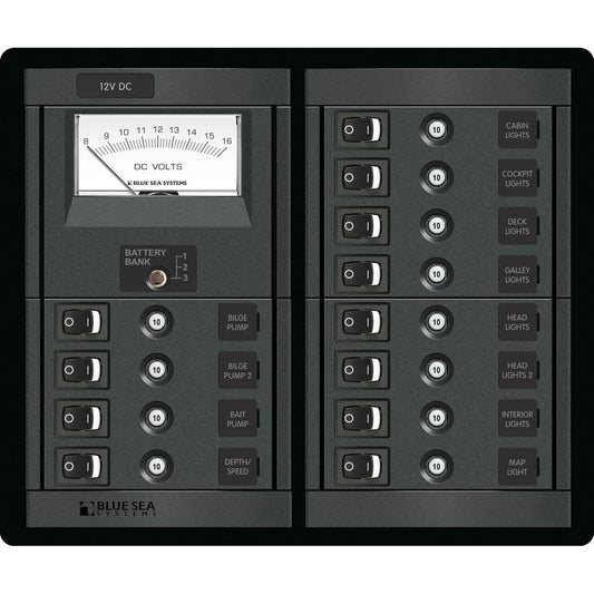 Blue Sea 1464 12 Position Switch CLB + Meter Square - Marine Parts OnlyElectricalBlue Sea Systems