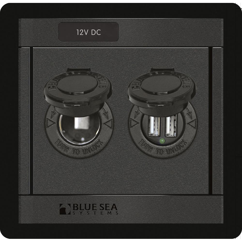 Blue Sea 1478 360 Panel - 12V DC Socket & Dual USB Charger - Marine Parts OnlyElectricalBlue Sea Systems