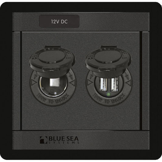 Blue Sea 1478 360 Panel - 12V DC Socket & Dual USB Charger - Marine Parts OnlyElectricalBlue Sea Systems