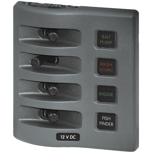 Blue Sea 4304 WeatherDeck Water Resistant Fuse Panel - 4 Position - Grey - Marine Parts OnlyElectricalBlue Sea Systems