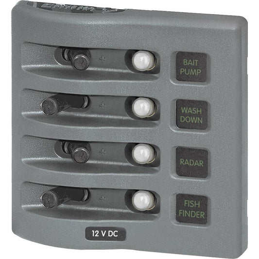 Blue Sea 4374 WeatherDeck Water Resistant Circuit Breaker Panel - 4 Position - Grey - Marine Parts OnlyElectricalBlue Sea Systems