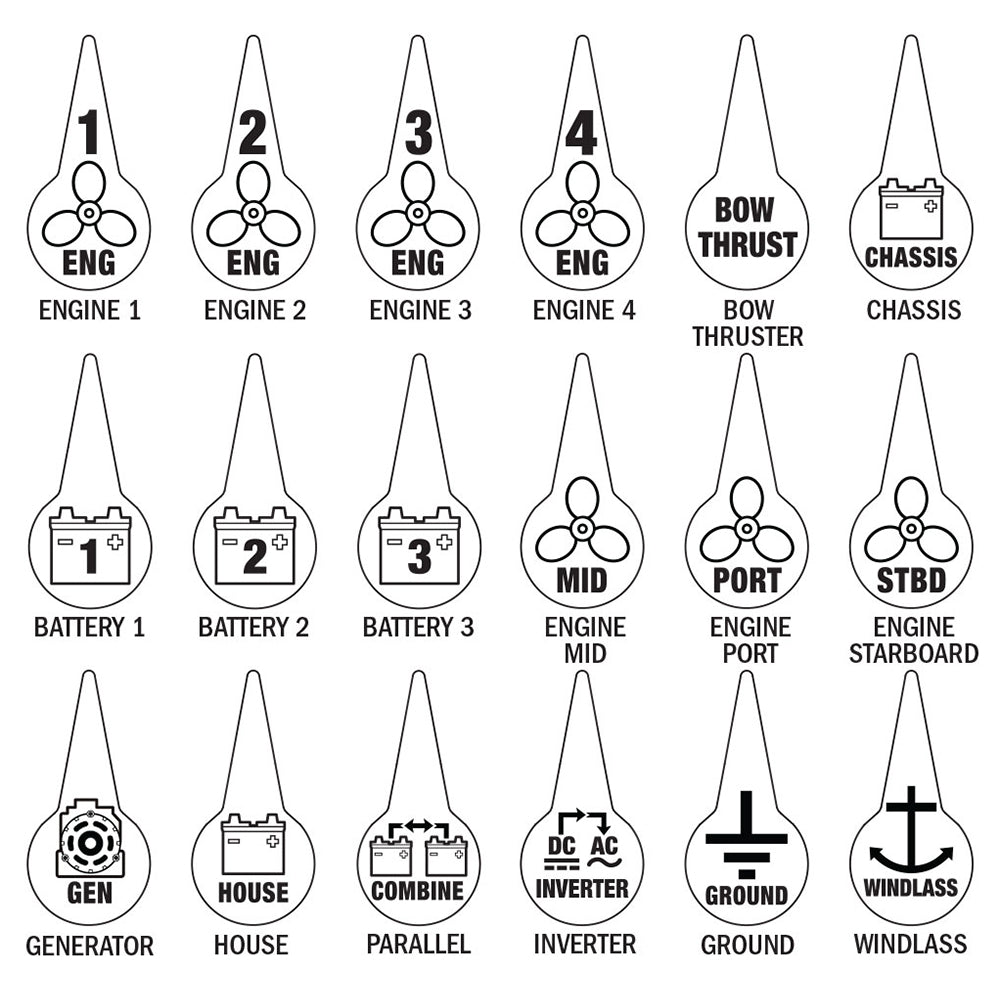 Blue Sea 7902 Icon Circuit Identification Label Kit for Battery Switches - Marine Parts OnlyElectricalBlue Sea Systems
