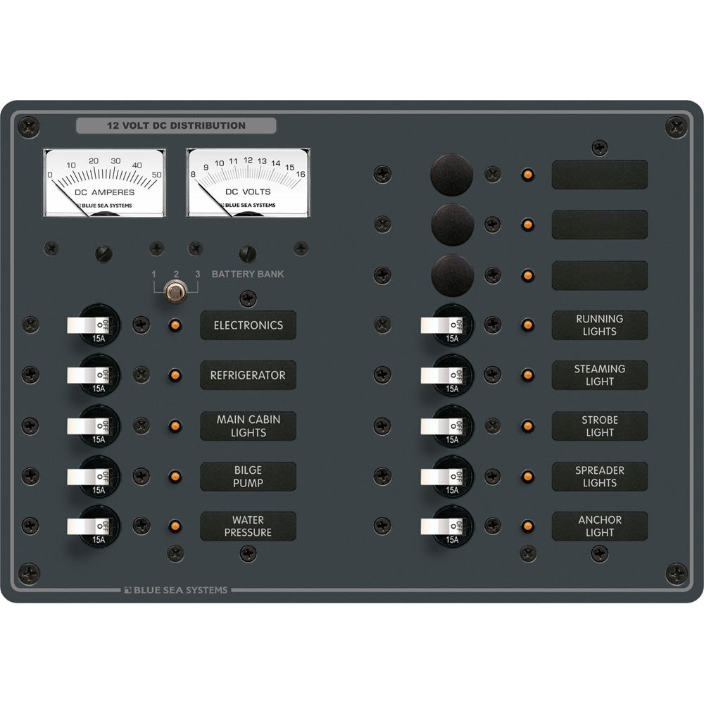 Blue Sea 8068 DC 13 Position Toggle Branch Circuit Breaker Panel - White Switches - Marine Parts OnlyElectricalBlue Sea Systems