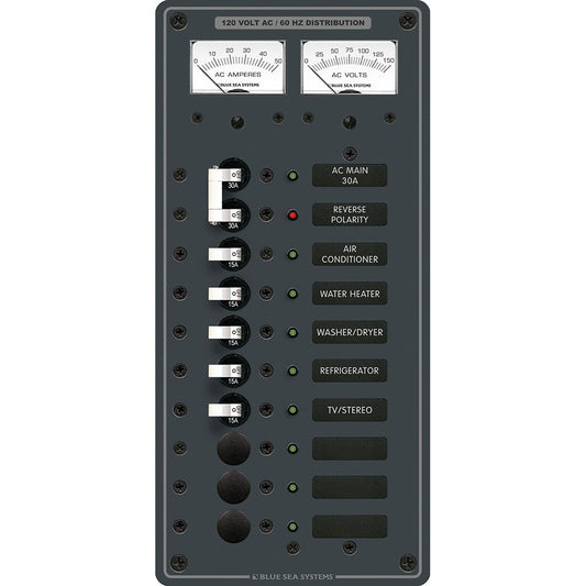 Blue Sea 8074 AC Main +8 Positions Toggle Circuit Breaker Panel - White Switches - Marine Parts OnlyElectricalBlue Sea Systems