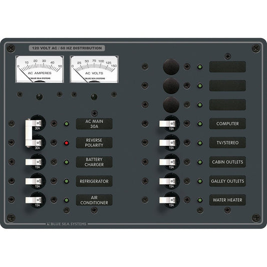 Blue Sea 8076 AC Main +11 Positions Toggle Circuit Breaker Panel - White Switches - Marine Parts OnlyElectricalBlue Sea Systems