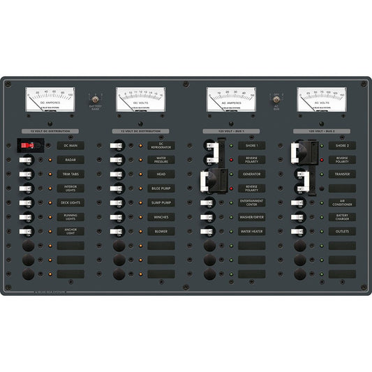 Blue Sea 8086 AC 3 Sources +12 Positions/DC Main +19 Position Toggle Circuit Breaker Panel - White Switches - Marine Parts OnlyElectricalBlue Sea Systems