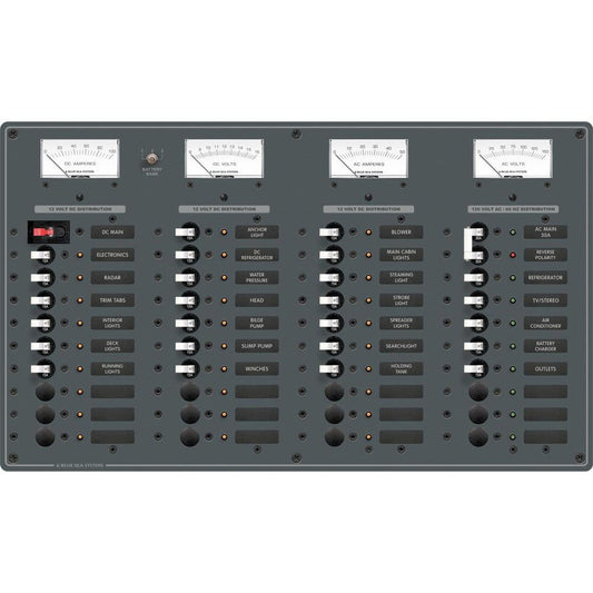 Blue Sea 8095 AC Main +8 Positions / DC Main +29 Positions Toggle Circuit Breaker Panel (White Switches) - Marine Parts OnlyElectricalBlue Sea Systems