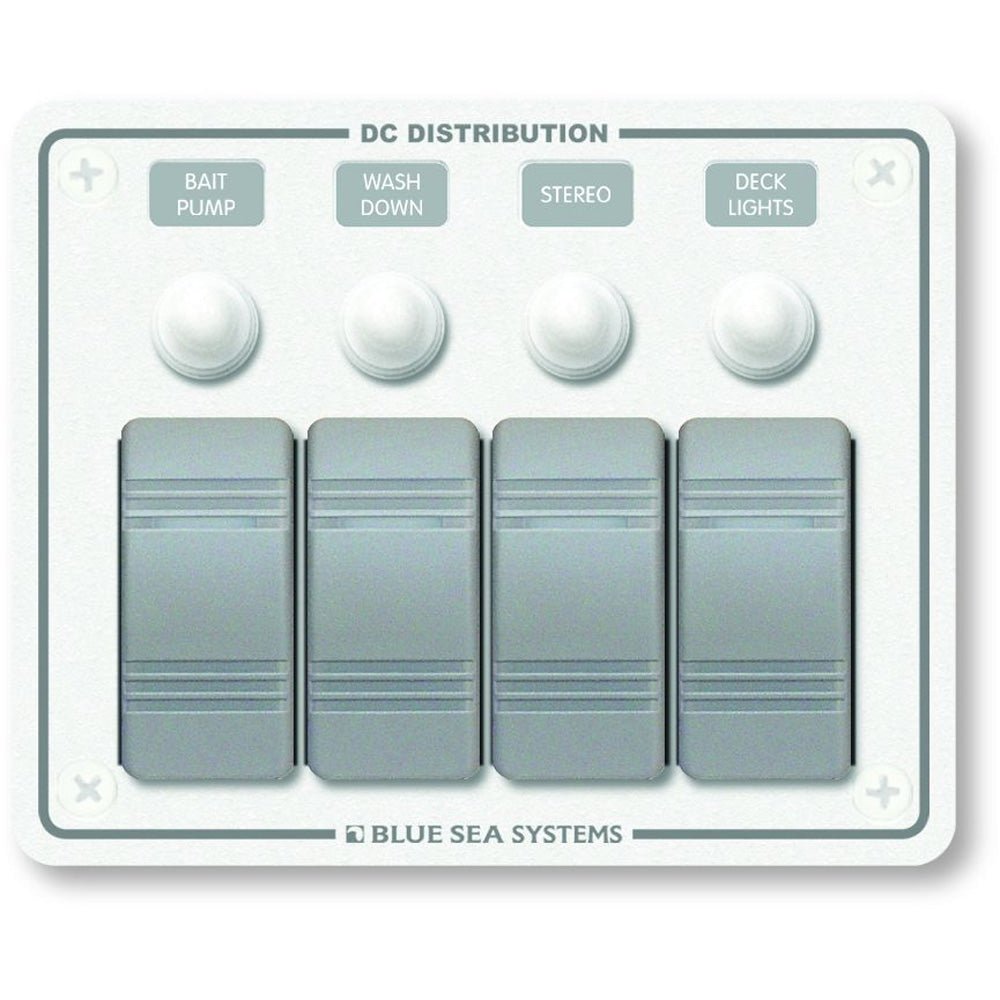 Blue Sea 8272 Water Resistant Panel - 4 Position - White - Horizontal Mount - Marine Parts OnlyElectricalBlue Sea Systems