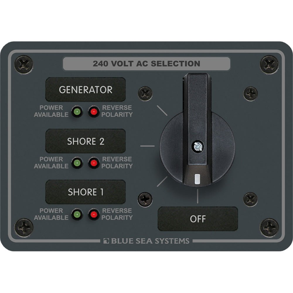 Blue Sea 8361 AC Rotary Switch Panel 65 Ampere 3 Positions + OFF, 3 Pole - Marine Parts OnlyElectricalBlue Sea Systems