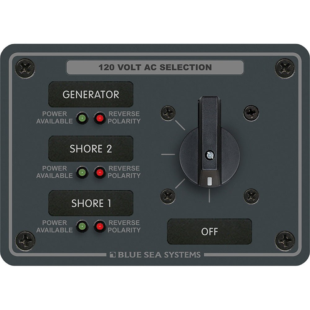 Blue Sea 8366 AC Rotary Switch Panel 30 Ampere 3 Positions + OFF, 2 Pole - Marine Parts OnlyElectricalBlue Sea Systems
