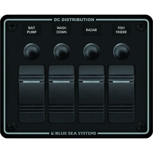 Blue Sea 8372 Water Resistant 4 Position - Black - Horizontal Mount Panel - Marine Parts OnlyElectricalBlue Sea Systems