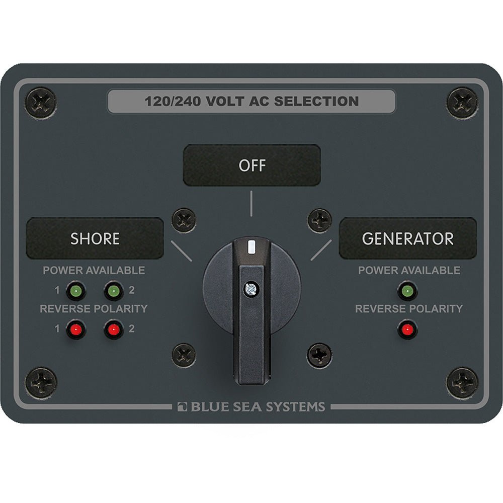 Blue Sea 8386 AC Rotary Switch Panel 30 Ampere 2 Positon + OFF, 4 Pole - Marine Parts OnlyElectricalBlue Sea Systems