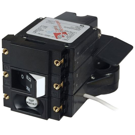 Blue Sea A - Series ELCI Main Circuit Breaker - Double Pole 120V AC 30A - Flat Rocker - Marine Parts OnlyElectricalBlue Sea Systems