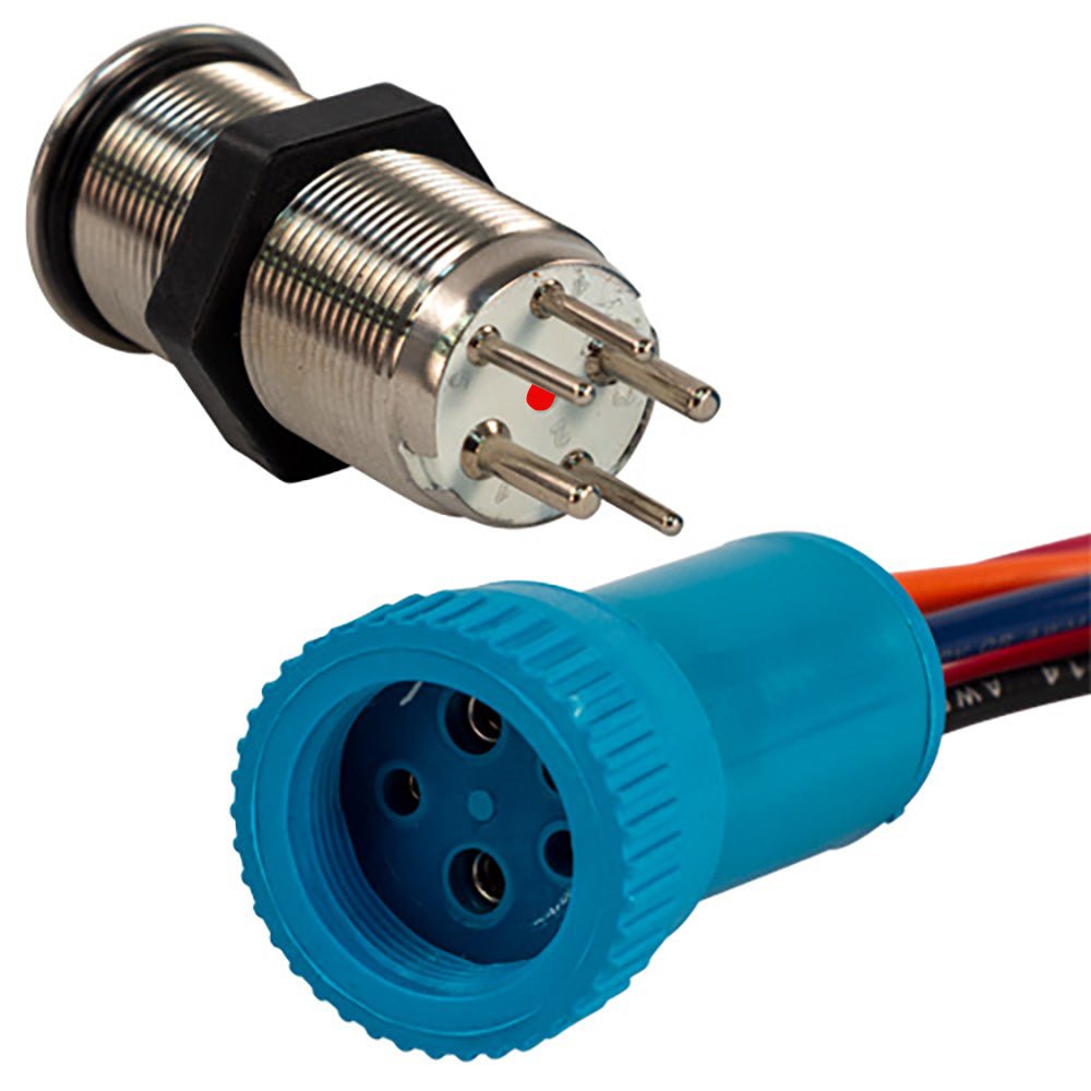 Bluewater 19mm Push Button Switch - Off/On Contact - Blue/Red LED - 4' Lead - Marine Parts OnlyElectricalBluewater