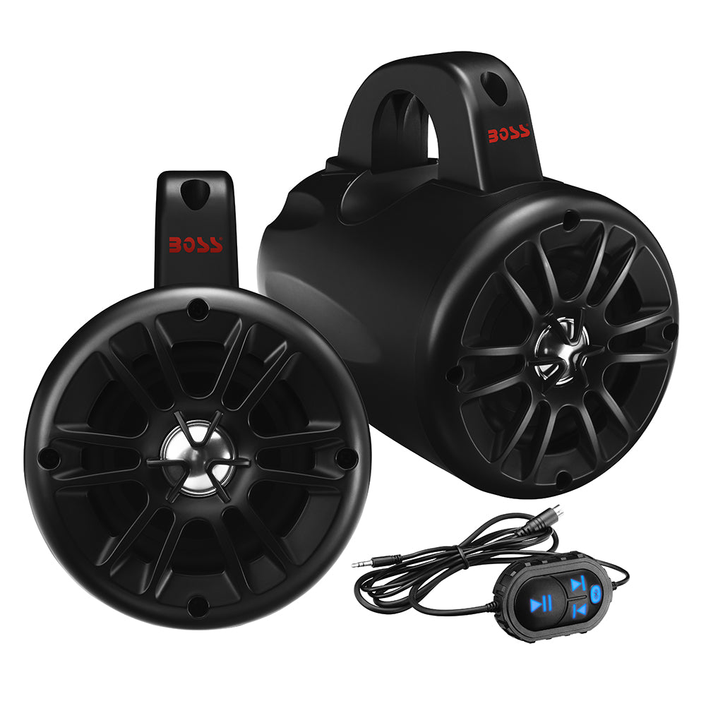 Boss Audio 4" BM40AMPBT Amplified Waketower Speakers - Matte Black - 500W - Marine Parts OnlyEntertainmentBoss Audio